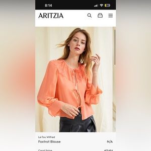 Aritzia Le Fou Foxtrot blouse in coral